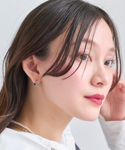 【金属アレルギー対応】ストレートスクエアフープピアス/サージカルステンレス（片耳）