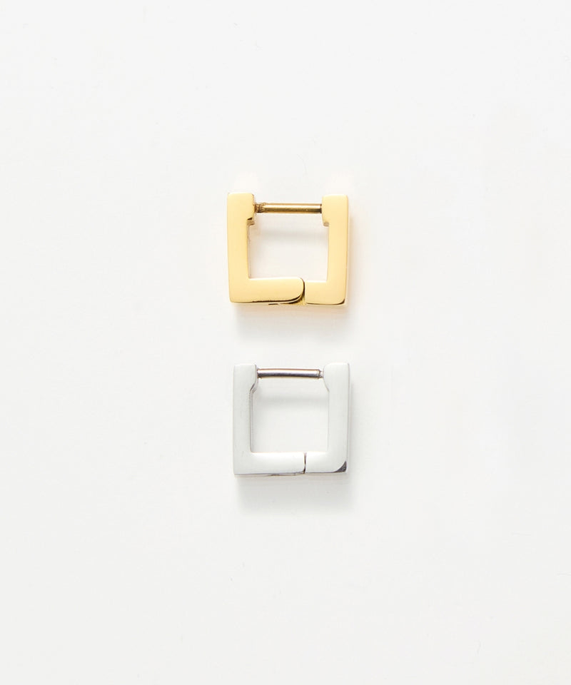 【金属アレルギー対応】ストレートスクエアフープピアス/サージカルステンレス（片耳）