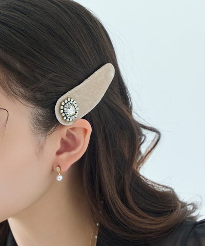 クラッシービジューヘアピン/ベロア