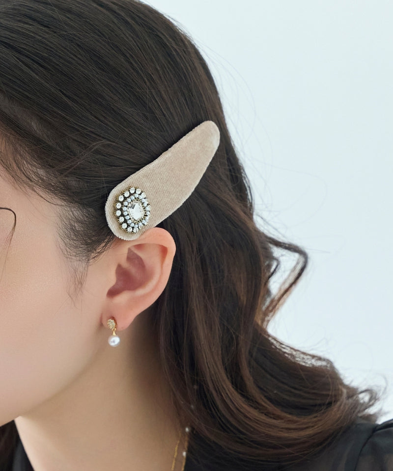 クラッシービジューヘアピン/ベロア