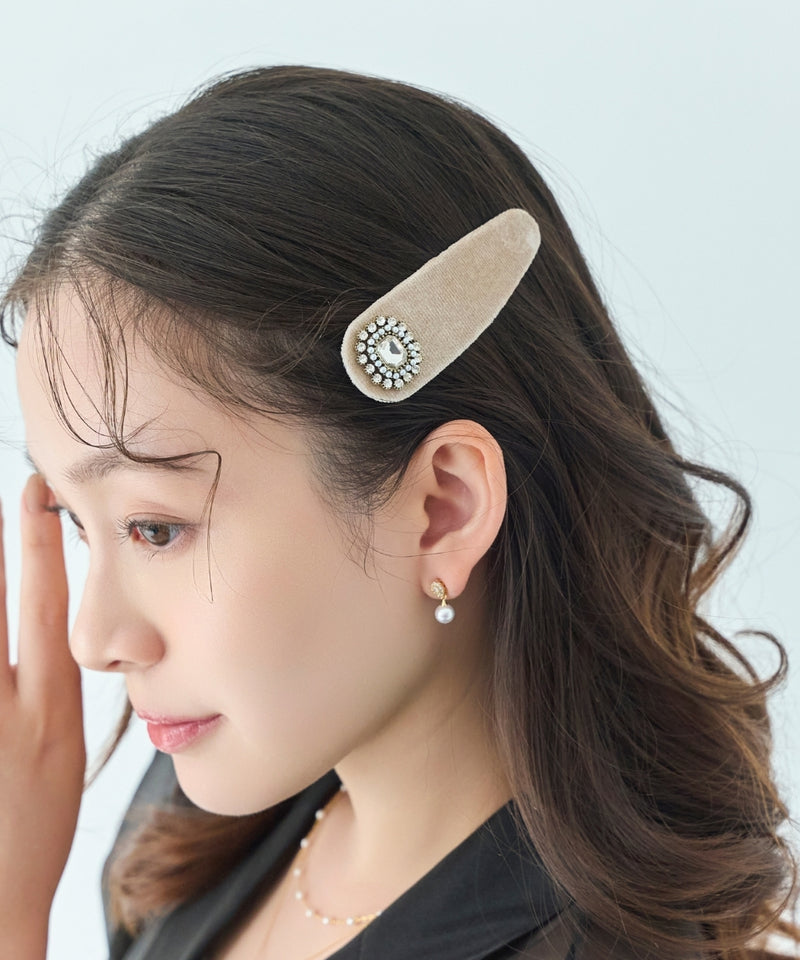 クラッシービジューヘアピン/ベロア