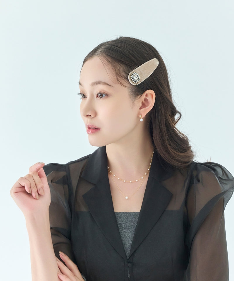 クラッシービジューヘアピン/ベロア