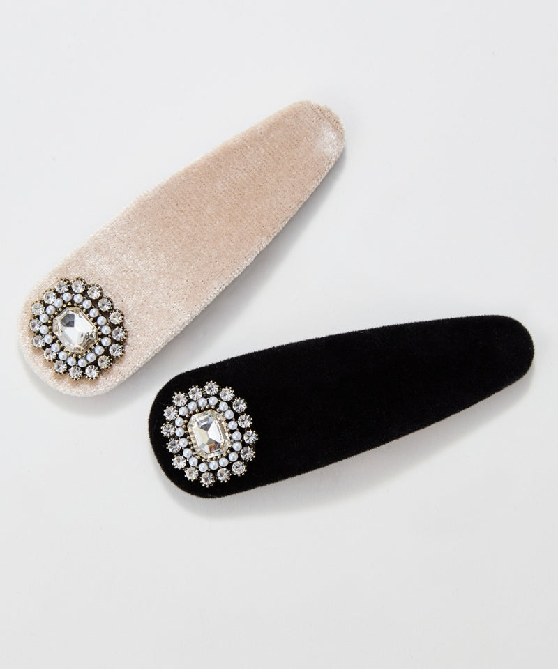 クラッシービジューヘアピン/ベロア