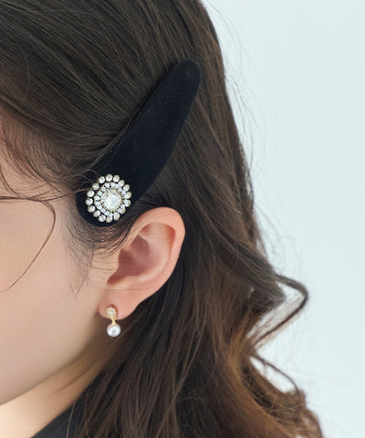 クラッシービジューヘアピン/ベロア