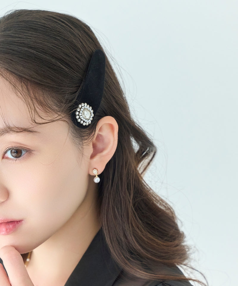 クラッシービジューヘアピン/ベロア