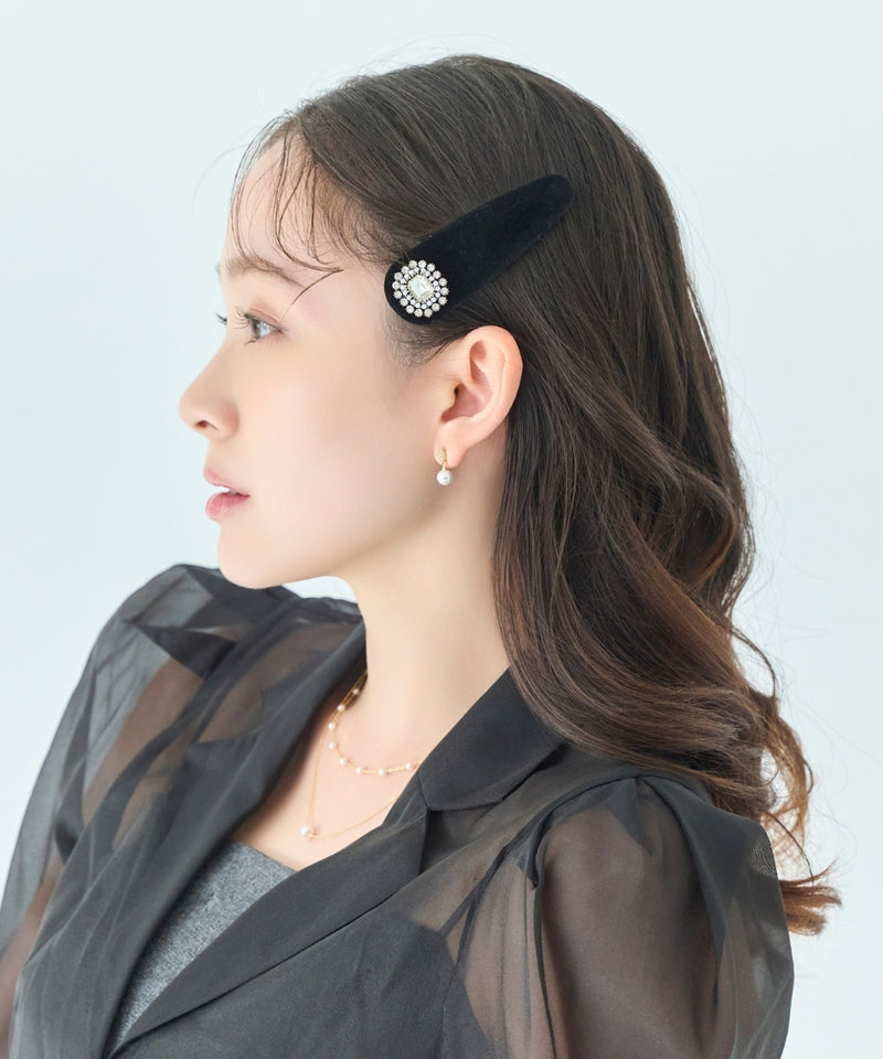 クラッシービジューヘアピン/ベロア