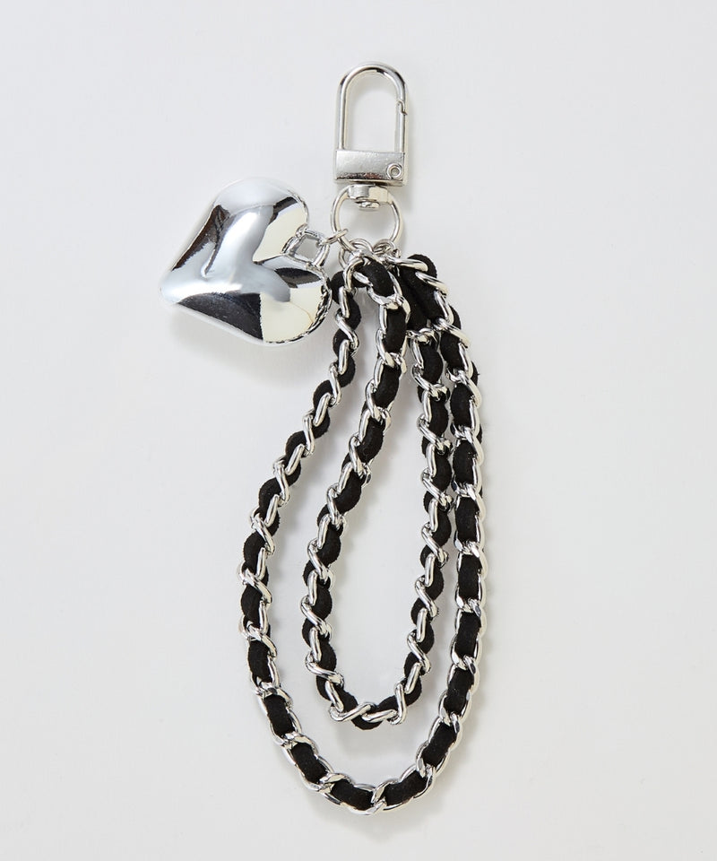 スウェードチェーンハートバッグチャーム