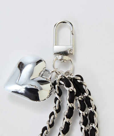 スウェードチェーンハートバッグチャーム