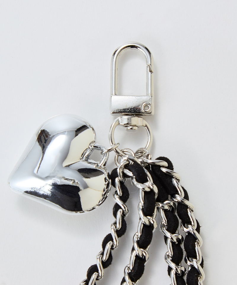 スウェードチェーンハートバッグチャーム