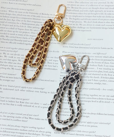 スウェードチェーンハートバッグチャーム