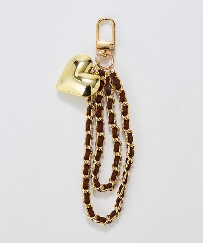 スウェードチェーンハートバッグチャーム