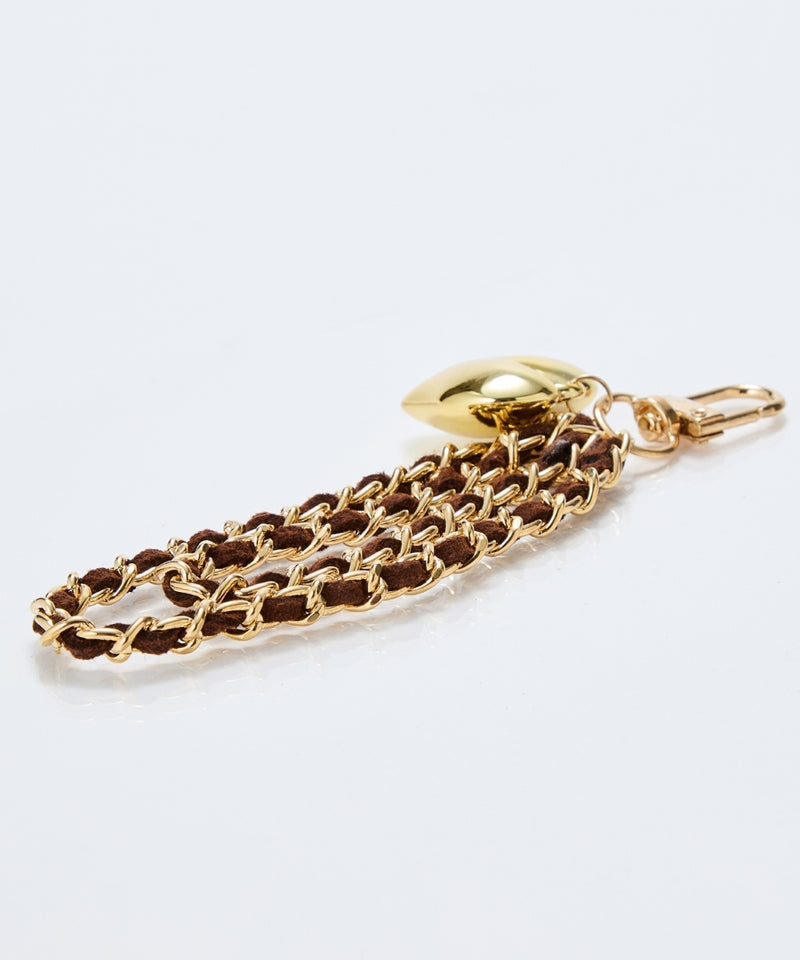 スウェードチェーンハートバッグチャーム