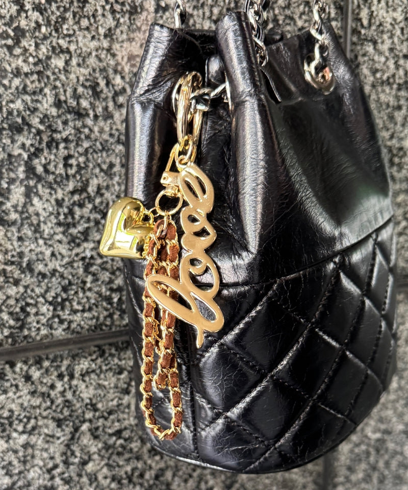 スウェードチェーンハートバッグチャーム