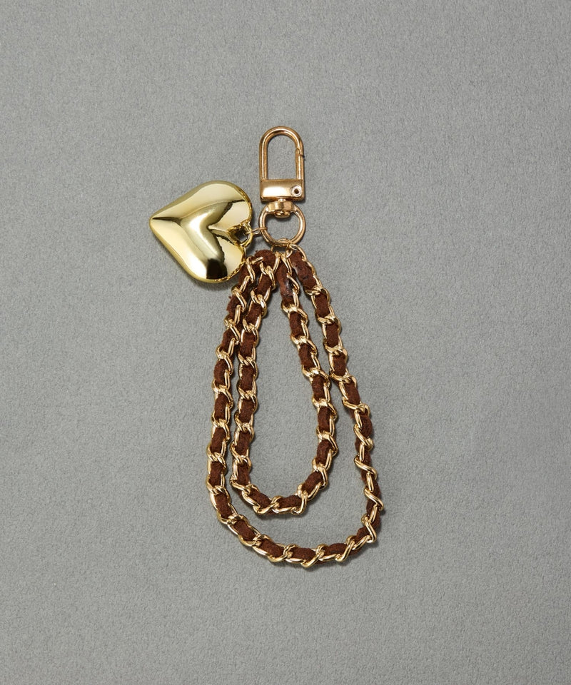 スウェードチェーンハートバッグチャーム