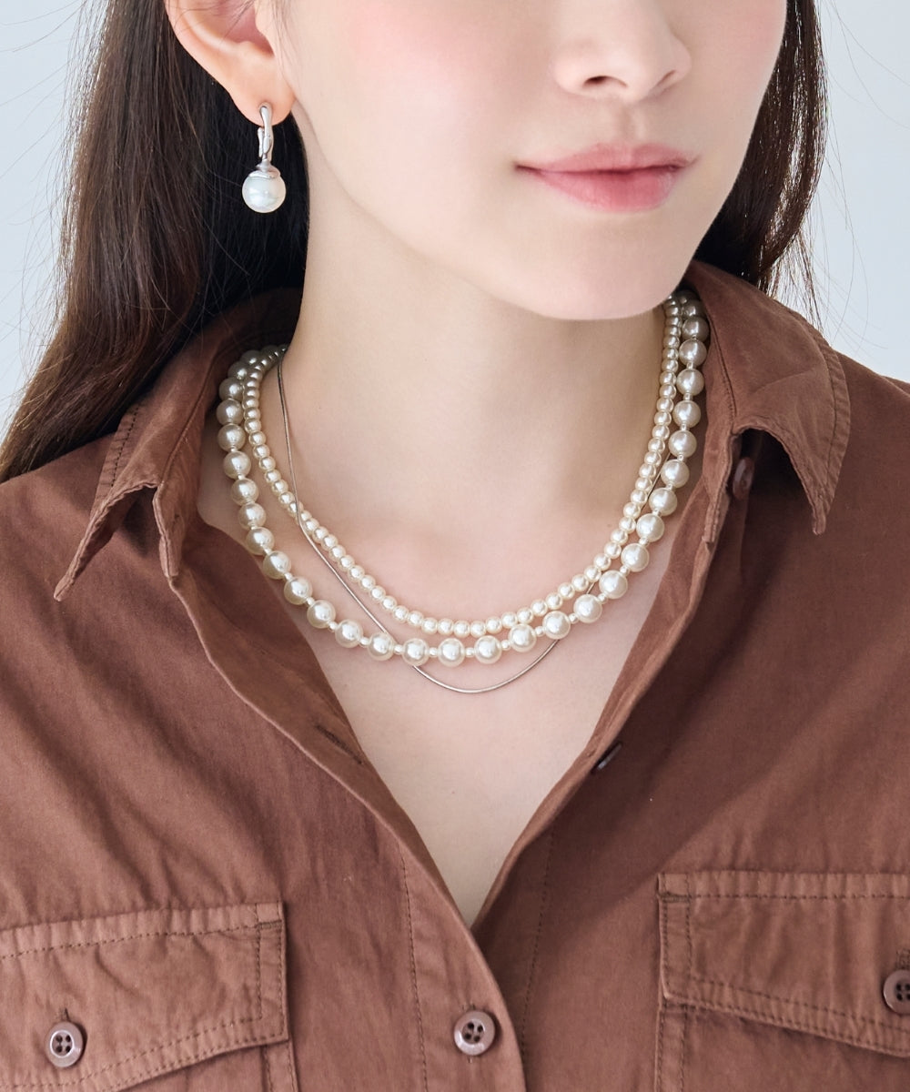 3連ハンサムパールチェーンネックレス
