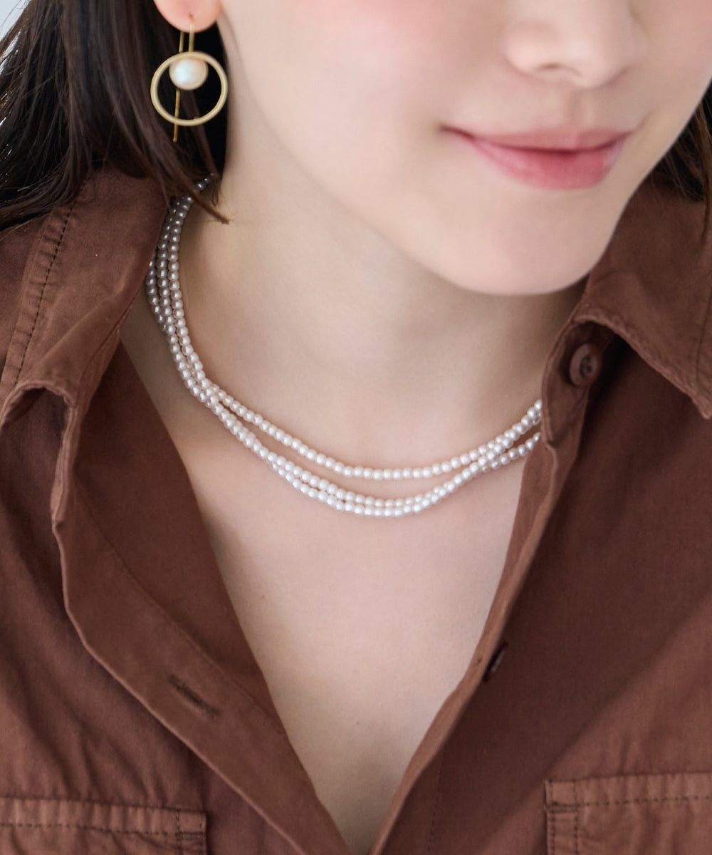 3連ビーズパールネックレス