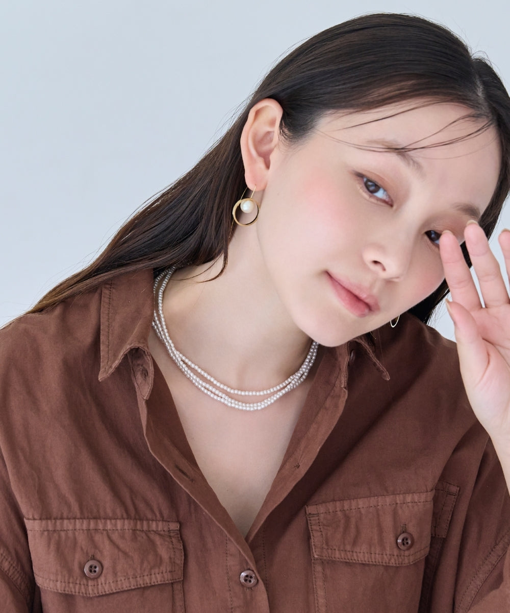 3連ビーズパールネックレス