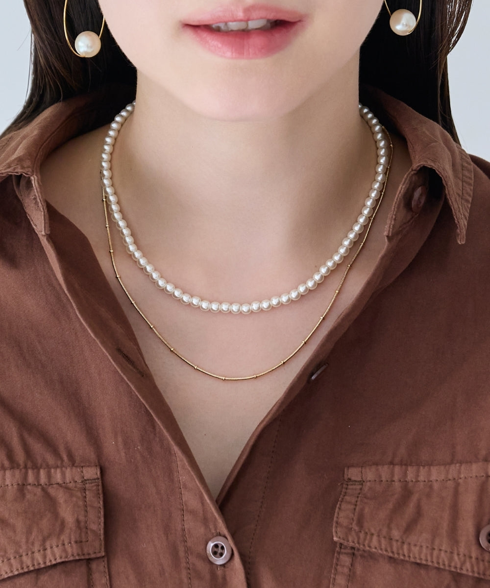 2wayダブルラインパールチェーンネックレス