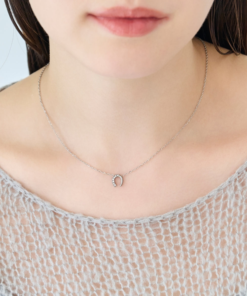 【金属アレルギー対応】グロッシーミニホースシューネックレス ステンレス