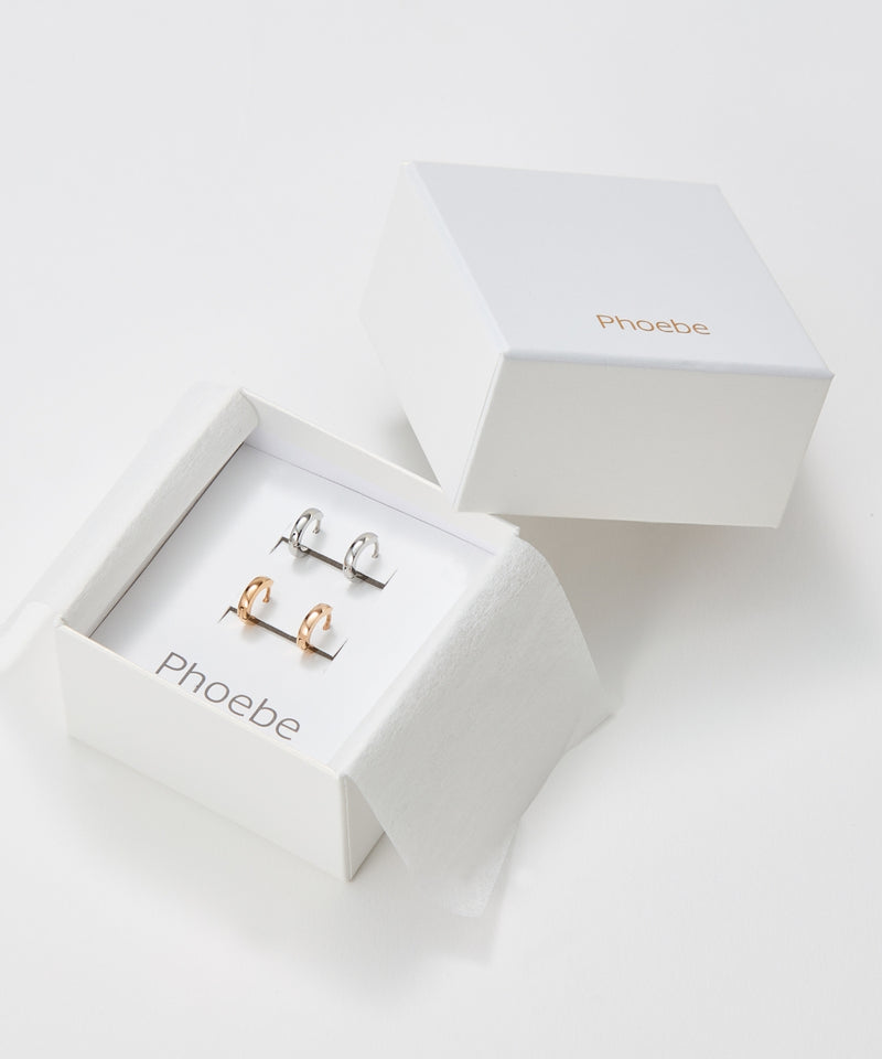 【2025Xmas Set】『金属アレルギー対応』ワンタッチメタルフープミニペアピアス/サージカルステンレス