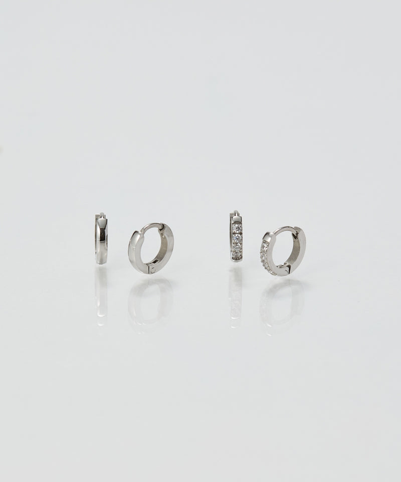 【2025Xmas Set】『金属アレルギー対応』ワンタッチメタルフープミニペアピアス/サージカルステンレス