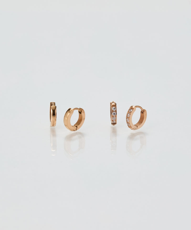 【2025Xmas Set】『金属アレルギー対応』ワンタッチメタルフープミニペアピアス/サージカルステンレス