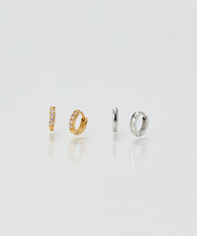 【2025Xmas Set】『金属アレルギー対応』ワンタッチメタルフープミニペアピアス/サージカルステンレス