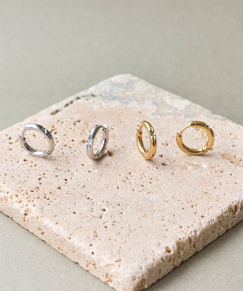 【2025Xmas Set】『金属アレルギー対応』スターリービジューワンタッチフーフペアピアス/サージカルステンレス