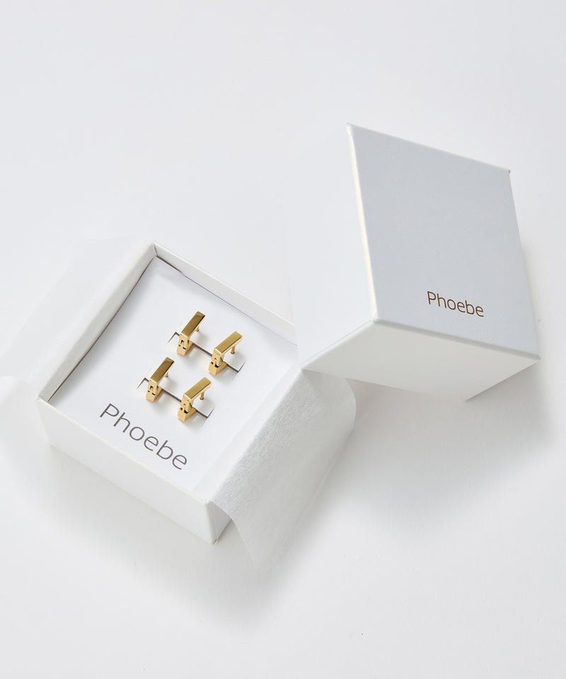 【2025Xmas Set】『金属アレルギー対応』ストレートスクエアフープペアピアス/サージカルステンレス