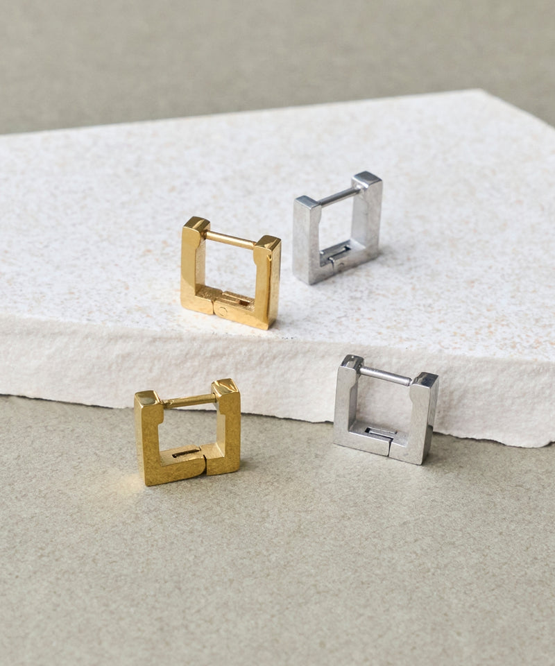 【2025Xmas Set】『金属アレルギー対応』ストレートスクエアフープペアピアス/サージカルステンレス