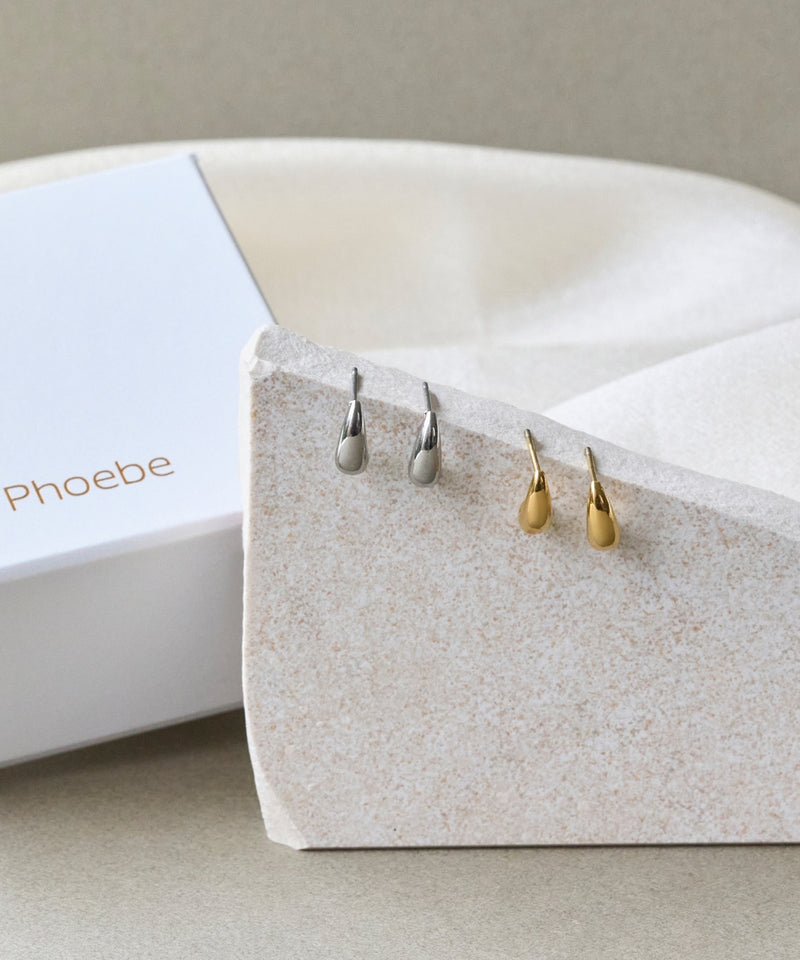 【2025Xmas Set】『金属アレルギー対応』ドロップハーフフープミニピアス/サージカルステンレス