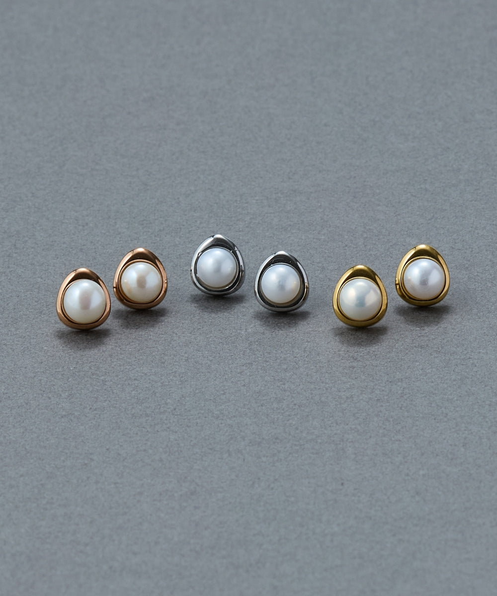 [新作]ニュアンスメタルドロップパールピアス