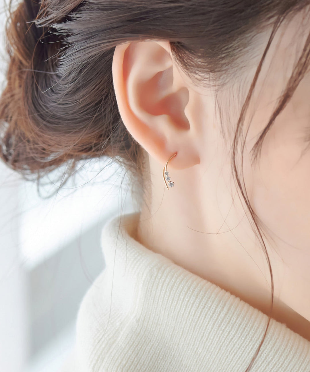 Phoebe/フィービィー】【K10】ラインビジューピアス&イヤリング 
