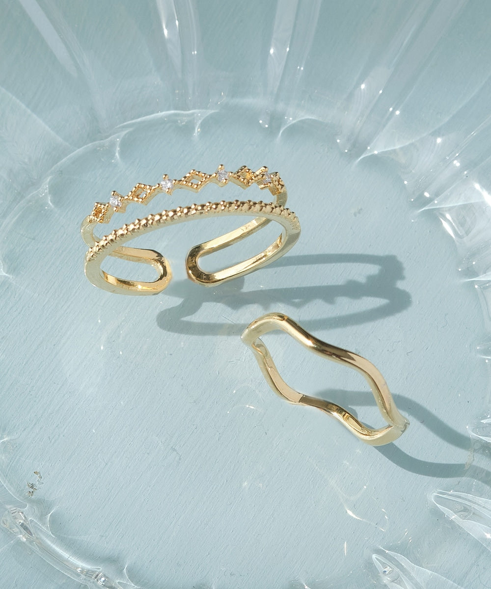 Phoebe/フィービィー】フェミニンプレイスドビジューセットリング