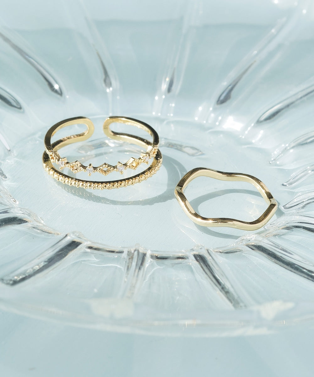 Phoebe/フィービィー】フェミニンプレイスドビジューセットリング